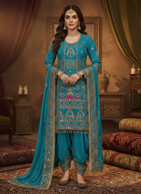 Elegant Embroidered Dhoti Style Suit Set for Women – Party & Festive Wear