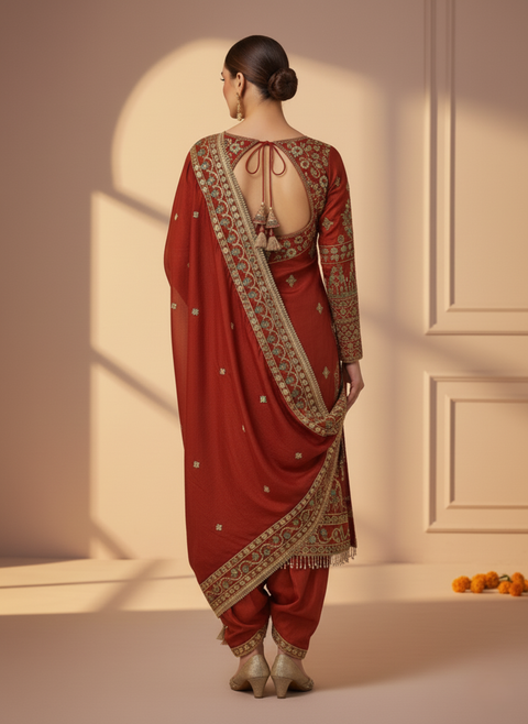 Luxury Sequin Embroidered Dhoti Kurta Set with Dupatta – Designer Party Outfit for Women