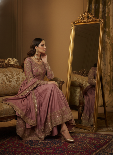 “The Enchanté” – Premium Designer Anarkali Suit Set for Women
