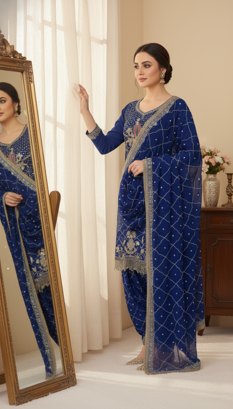 "The Diva Drape” – Premium Designer Party Wear Dhoti Salwar Set for Women