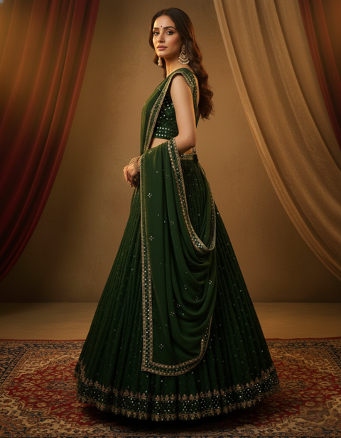 👑 “The Sparkle Muse” – Designer Embroidered Georgette Party Wear Lehenga Choli Set for Women