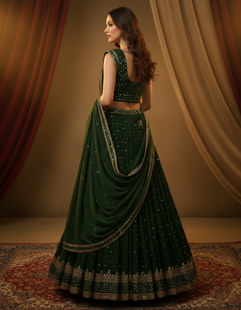 👑 “The Sparkle Muse” – Designer Embroidered Georgette Party Wear Lehenga Choli Set for Women