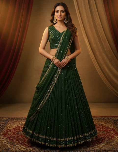 👑 “The Sparkle Muse” – Designer Embroidered Georgette Party Wear Lehenga Choli Set for Women