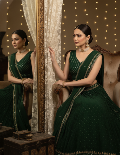 👑 “The Sparkle Muse” – Designer Embroidered Georgette Party Wear Lehenga Choli Set for Women