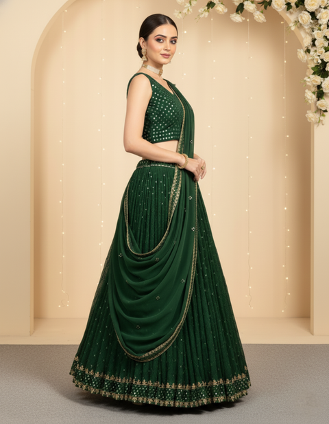 “The Regal Aura” – Heavy Embroidered Georgette Party Wear Lehenga Choli for Women