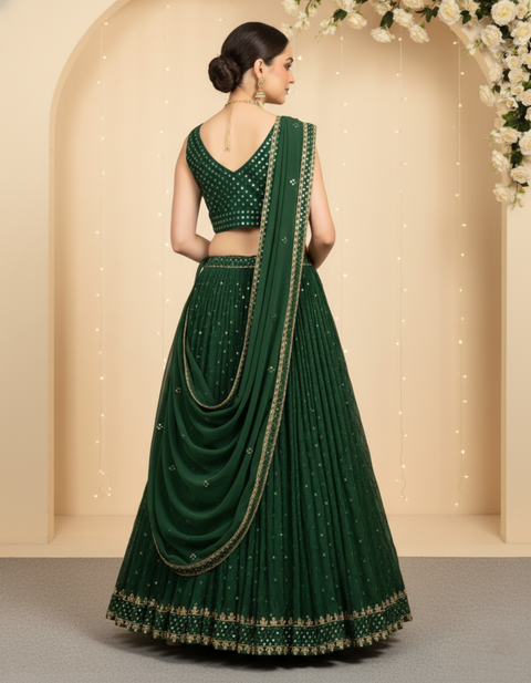 “The Regal Aura” – Heavy Embroidered Georgette Party Wear Lehenga Choli for Women