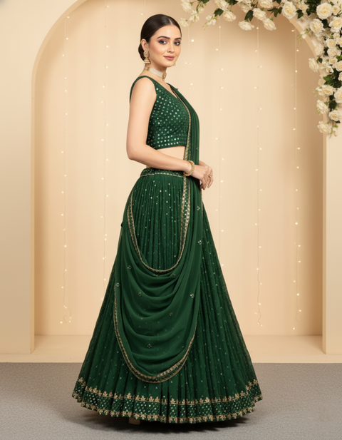 “The Regal Aura” – Heavy Embroidered Georgette Party Wear Lehenga Choli for Women