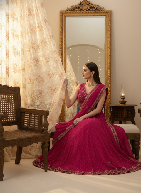 “The Celestial Charm” – Designer Georgette Sequin Embroidered Lehenga Choli Set