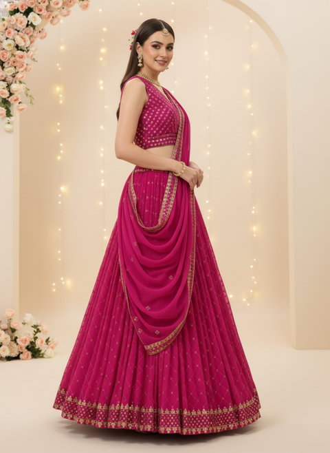 “The Celestial Charm” – Designer Georgette Sequin Embroidered Lehenga Choli Set
