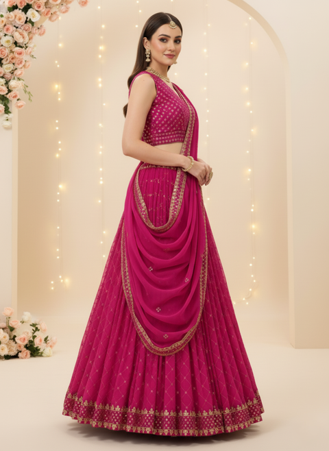 “The Celestial Charm” – Designer Georgette Sequin Embroidered Lehenga Choli Set