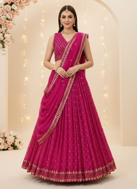 “The Celestial Charm” – Designer Georgette Sequin Embroidered Lehenga Choli Set