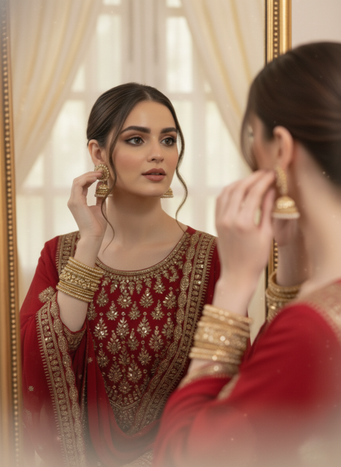 “The Ruby Radiance” – Designer Party Wear Sharara Set with Dupatta